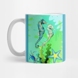 Bright Green/Aqua Seahorses Mug